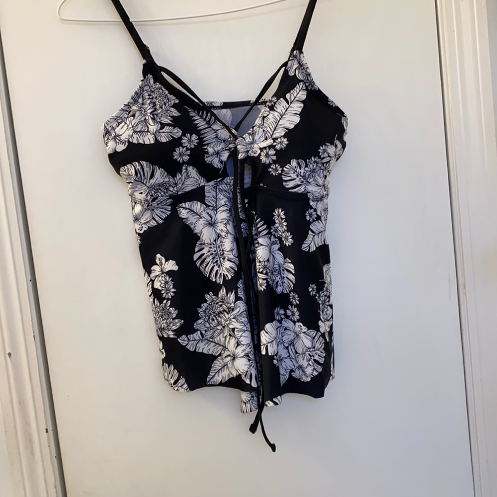 Swim top, black, white, adjustable